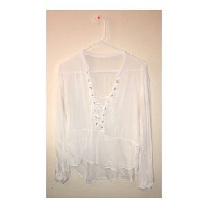 White tie long sleeve top
